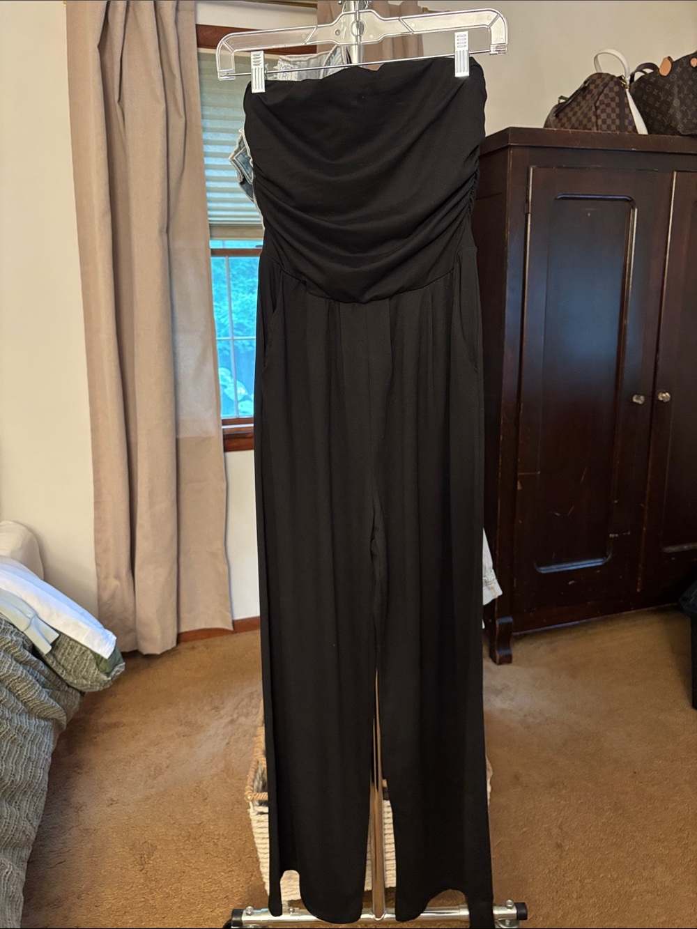 Poof! Black Strapless Wide-Leg Jumpsuit